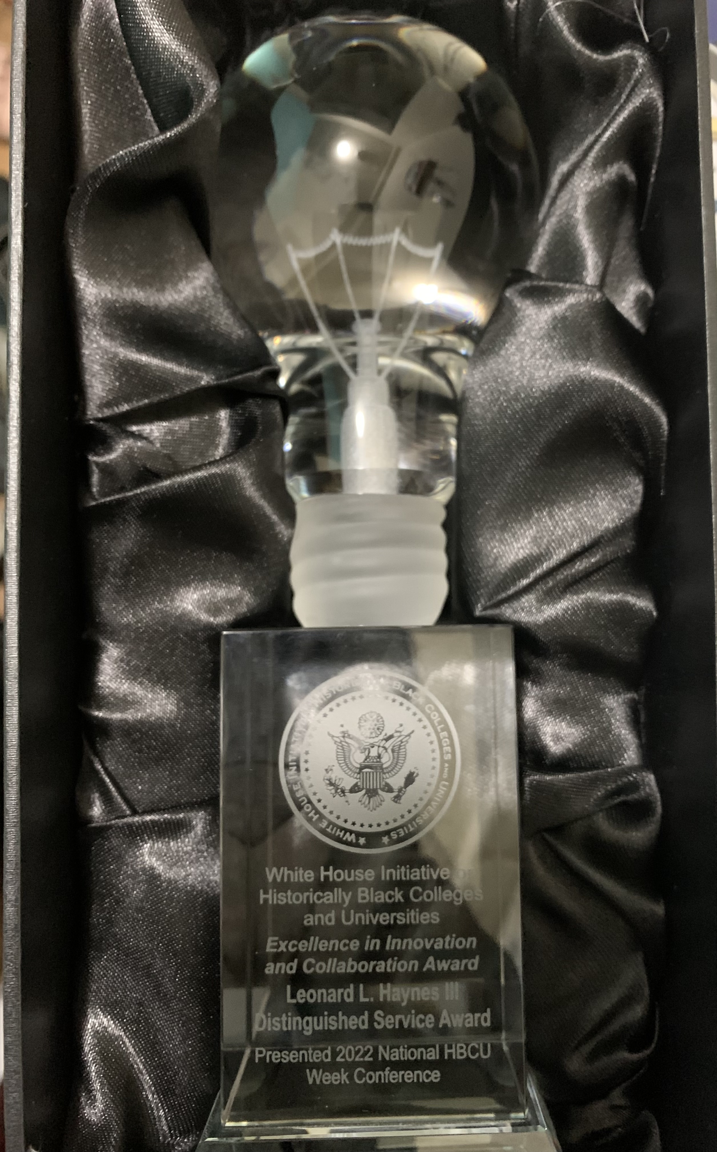 <p>Congratulations to&nbsp; David Levin, who was honored with the Excellence in Innovation and Collaboration Award for his 35 &nbsp;years of commitment to the White House Initiative on HBCUs at their annual conference! Congratulations David! &nbsp; The attached picture is of Debbie Faltz (in blue) in GTM, who accepted the award [&hellip;]</p>
